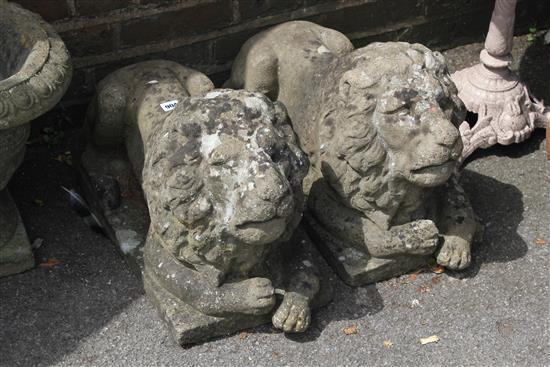 Pair composition stone lions